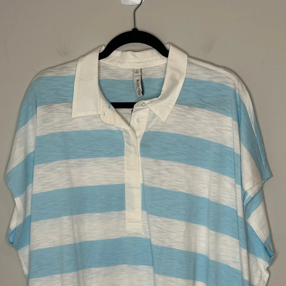 Torrid Belle Isle Cotton Collared Polo Top Blue Stripes Size 0X Large NWT - Picture 8 of 13